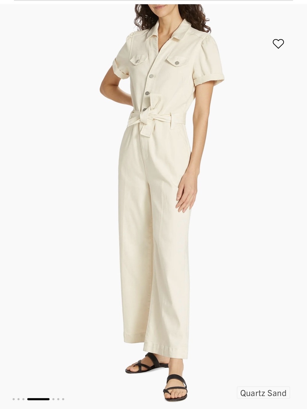 PAIGE Anessa Cream Wide Leg Jumpsuit with Tie Waist Size 8 - Picture 4 of 12